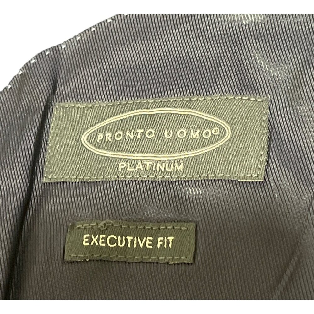 Pronto Uomo Platinum Executive Fit Blazer Navy Checkered Jacket Wool Blend 46R - Picture 5 of 7